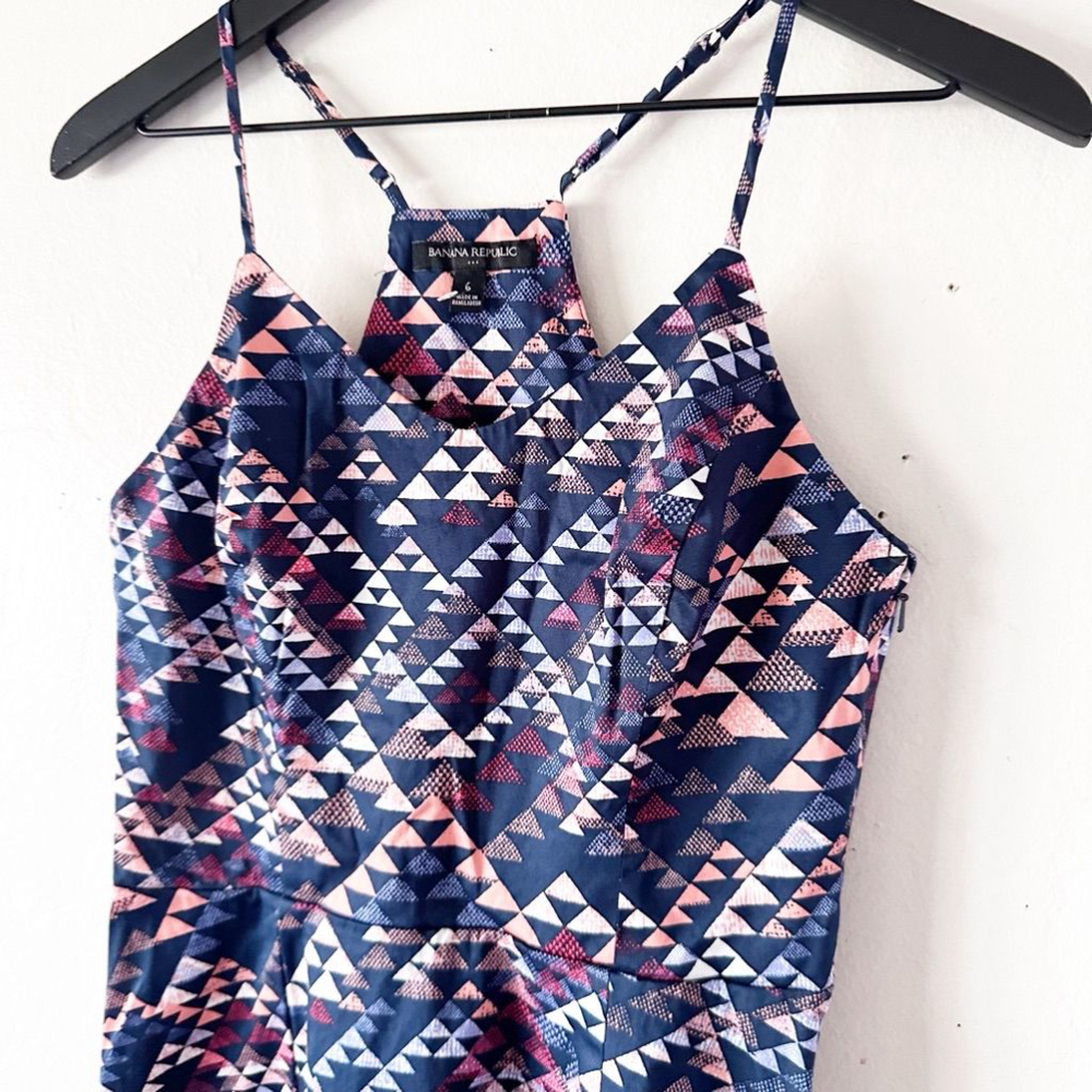 Banana Republic A-line Geometric Print Dress Women's Size 4 - Picture 3 of 8